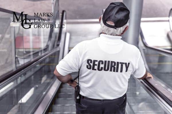 a mall security officer patrolling the mall